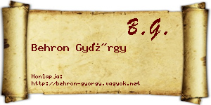 Behron György névjegykártya